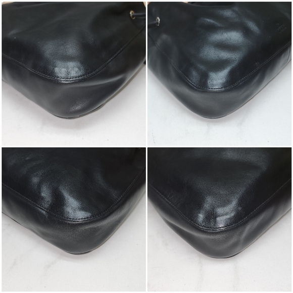 Authentic Gucci Shoulder Tote Drawstring Black Leather Bag W/ Dust Bag - Picture 7 of 17
